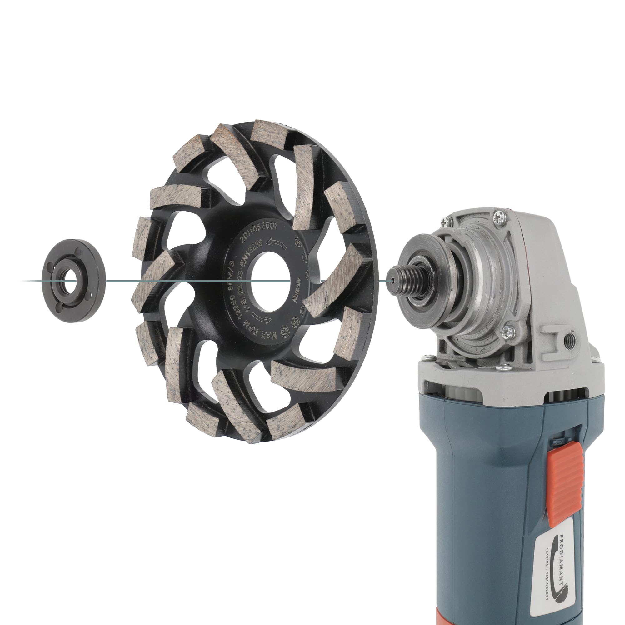 PRODIAMANT muela de copa de diamante 115 mm x 22,2 mm Turbo ST91 muela de diamante para solado de asfalto calidad profesional