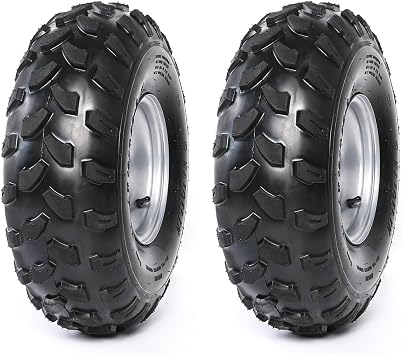 2 Pack 19x7.00-8 19x7-8 Tubeless Tire w/ 8" inch Wheel Rim 4 Bolt Pattern for ATV UTV Quad Buggy Go Kart Lawn Mower 4 Wheelers Mini Bike Golf Cart Lawn Mower 2pcs