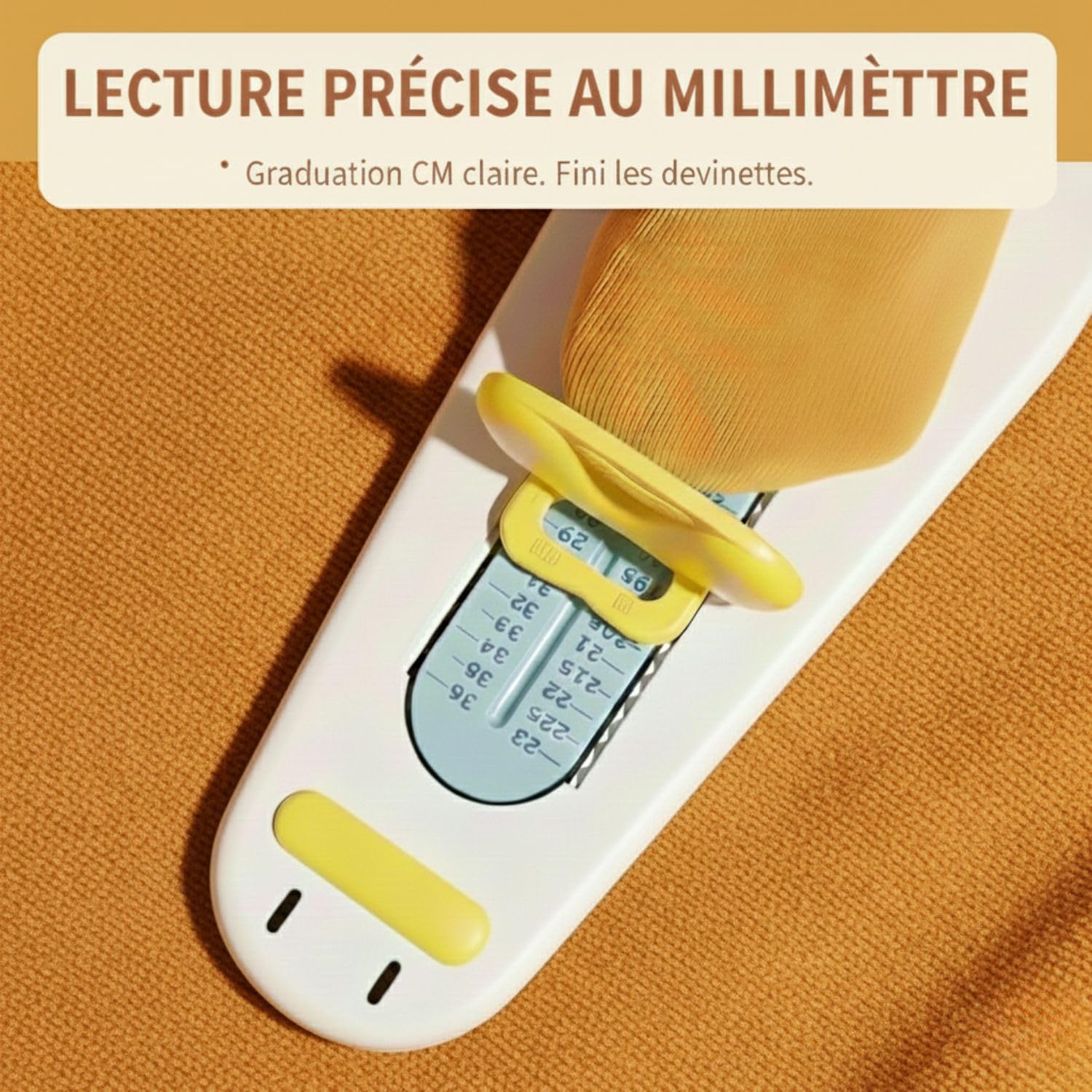 Pédimètre Bébé et Enfant (0-8 Ans) - Règle Mesure Pied Précise en CM pour Pointure Chaussure - Appareil de Mesure Ajustable, Solide en ABS & Ludique - Évite Les Erreurs de Taille - Blanc/Bleu