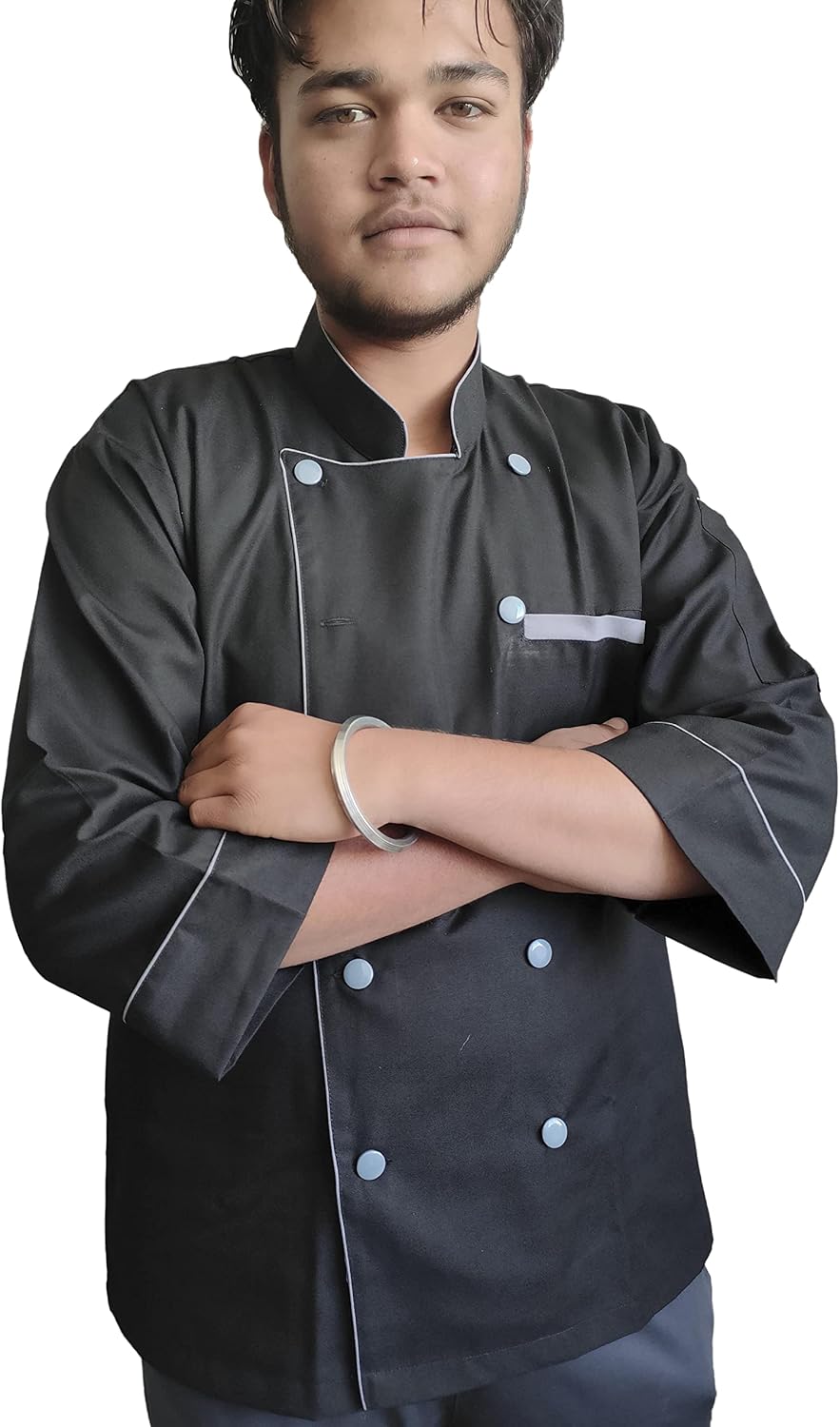 warrior point New Executive Contrast Piping Men's Chef Coat Unisex Chef'Jacket With Exp Ship