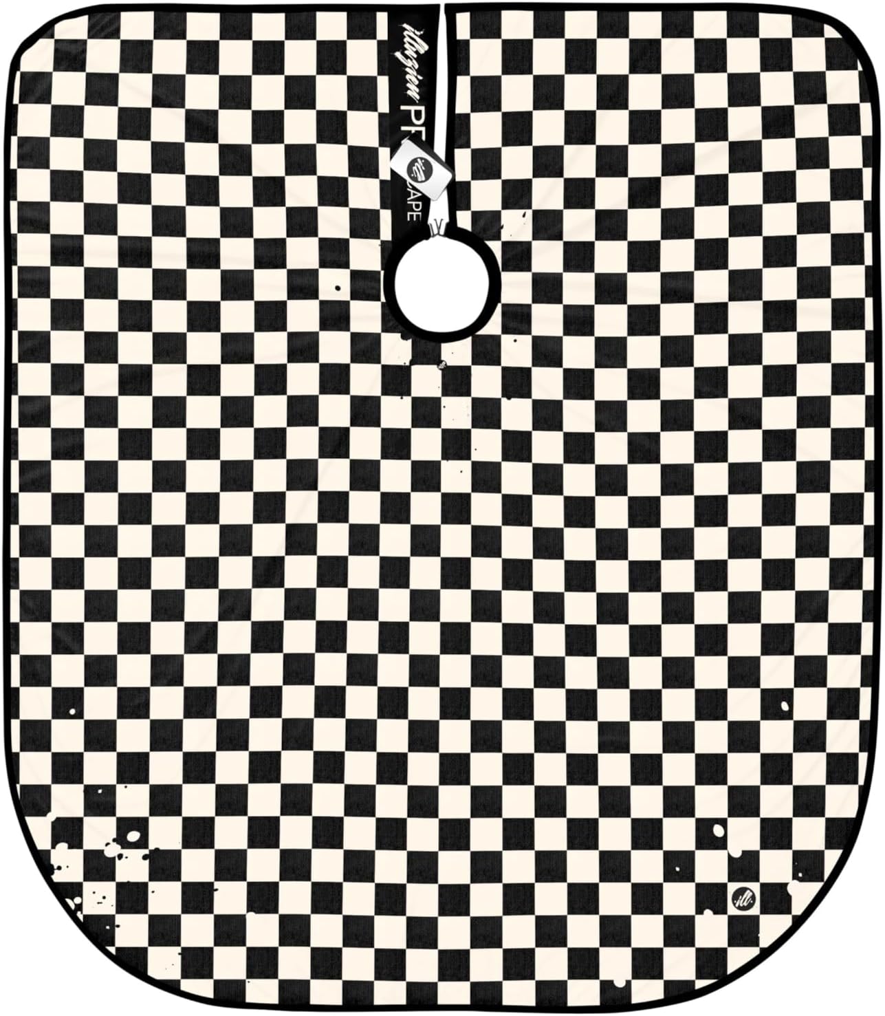 Illuzien Black Checker PRO Barber Cape, Hair Cut Drape, Water-Resistant Barber Accessories, Professional Cape