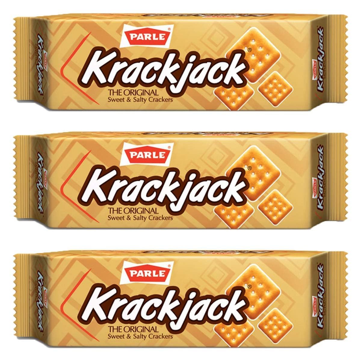 Parle Krackjack Biscuits, India’s First and Original Sweet and Salty Biscuit, Product of India, 3 packs (60g each)