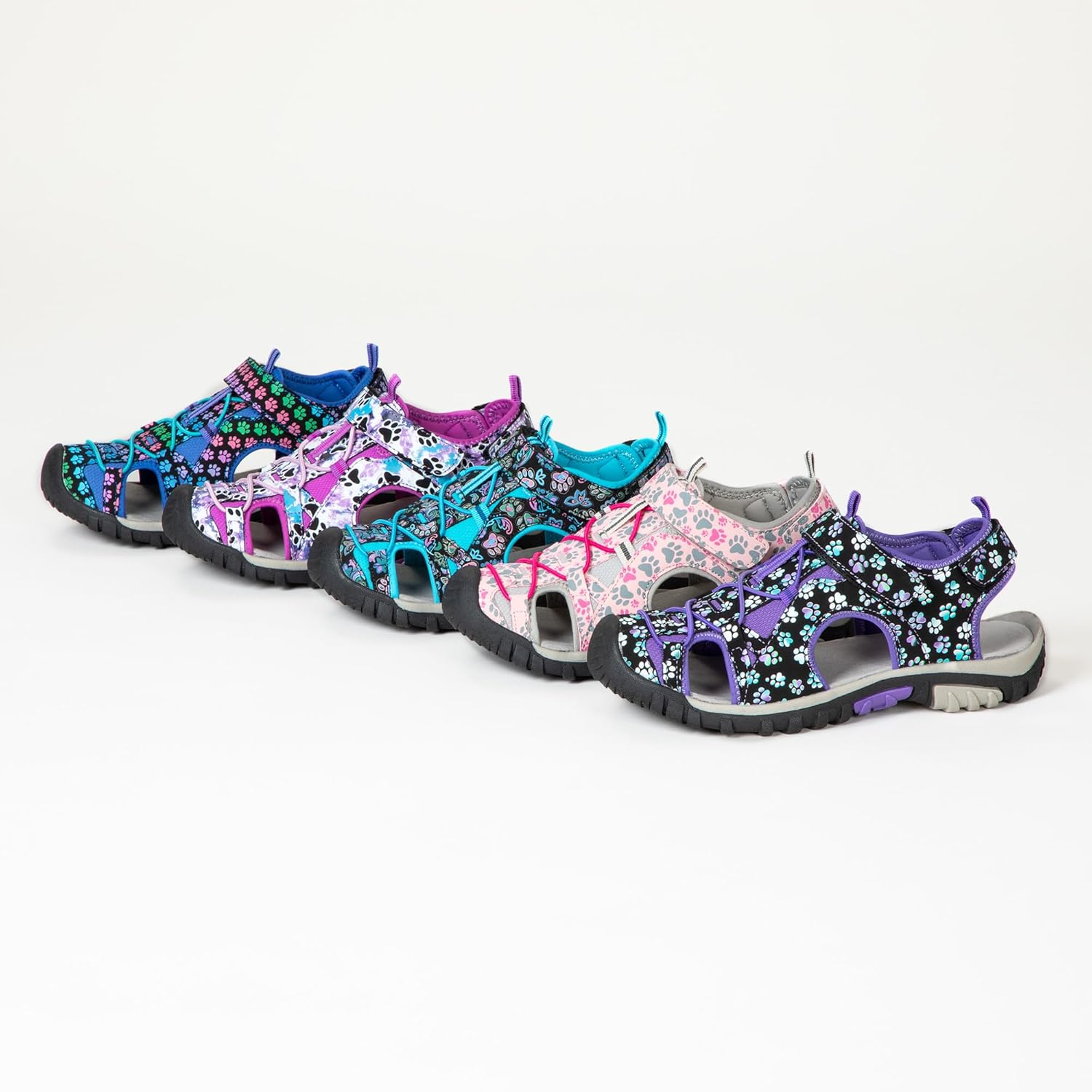 GreaterGood Walking Paws Comfort Sport Sandals Closed Toe Adjustable Lightweight Flexible Durable Outdoor Shoes for Women Hiking Gardening