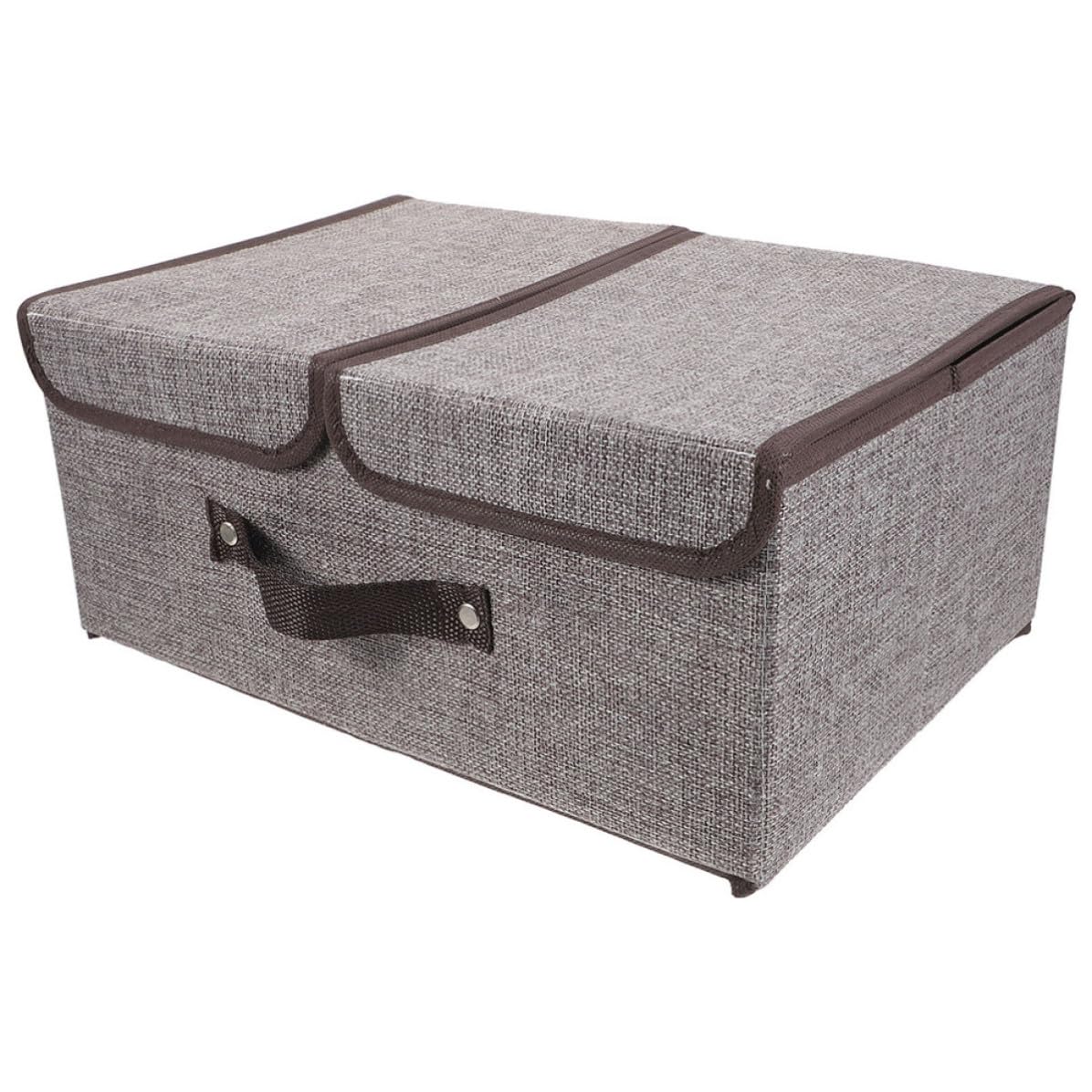 Grand bac de rangement pliable en tissu avec double couvercle