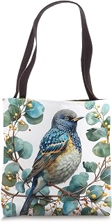 European Starling Bird Floral Van Gogh Style Eucalyptus Tote Bag