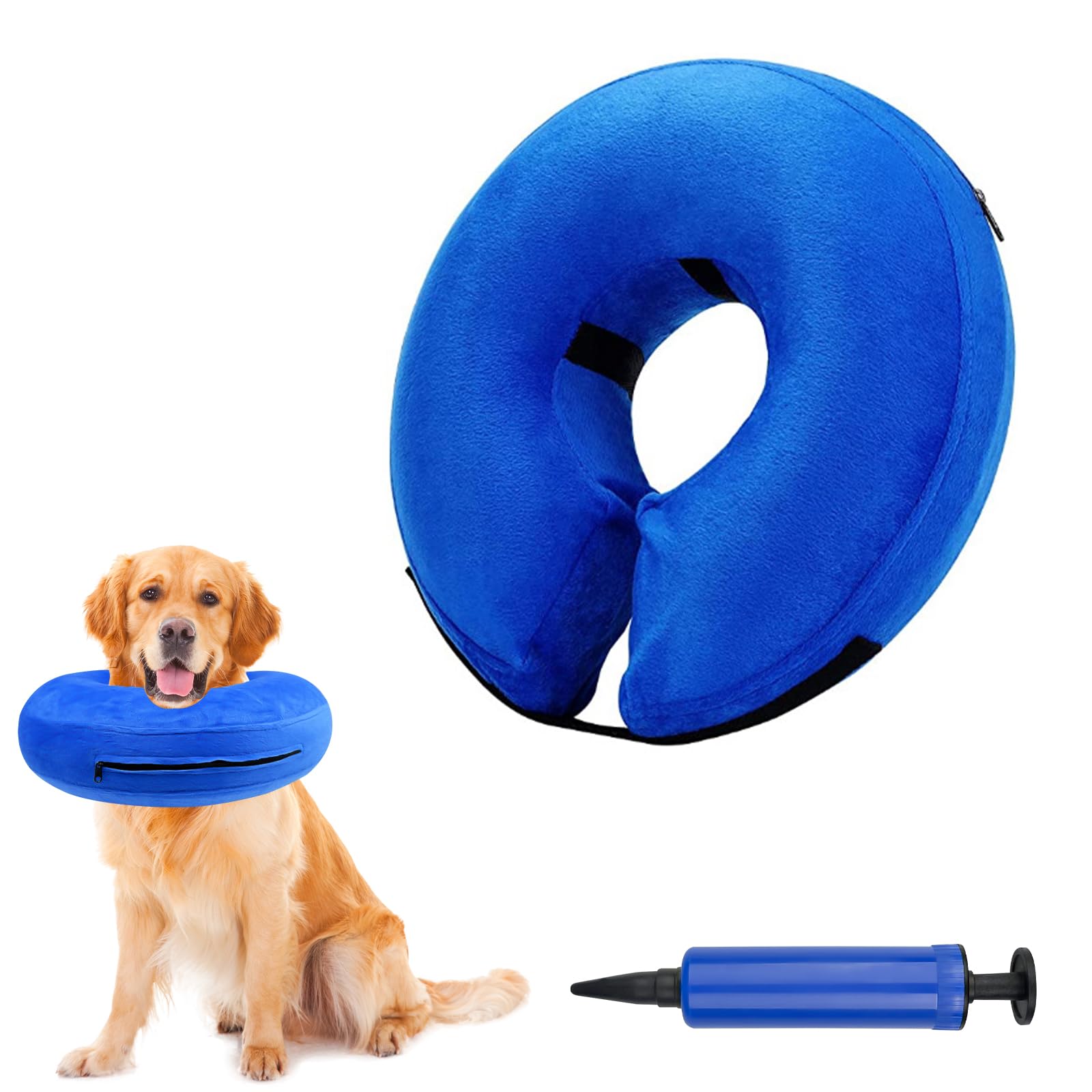 Lixiluxia Hundekragen, aufblasbar, Anti-Lecken, Erholungshalsbänder zur Wundheilung und Verhinderung von Beißen oder Kratzern (Blau L)