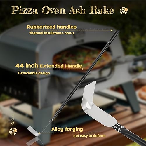 Miniatura 6 de Kit de horno de pizza de 5 piezas, cáscara giratoria de 9 pulgadas y cáscara de pizza perforada de 12 pulgadas con mango de aluminio de 40 pulgadas,