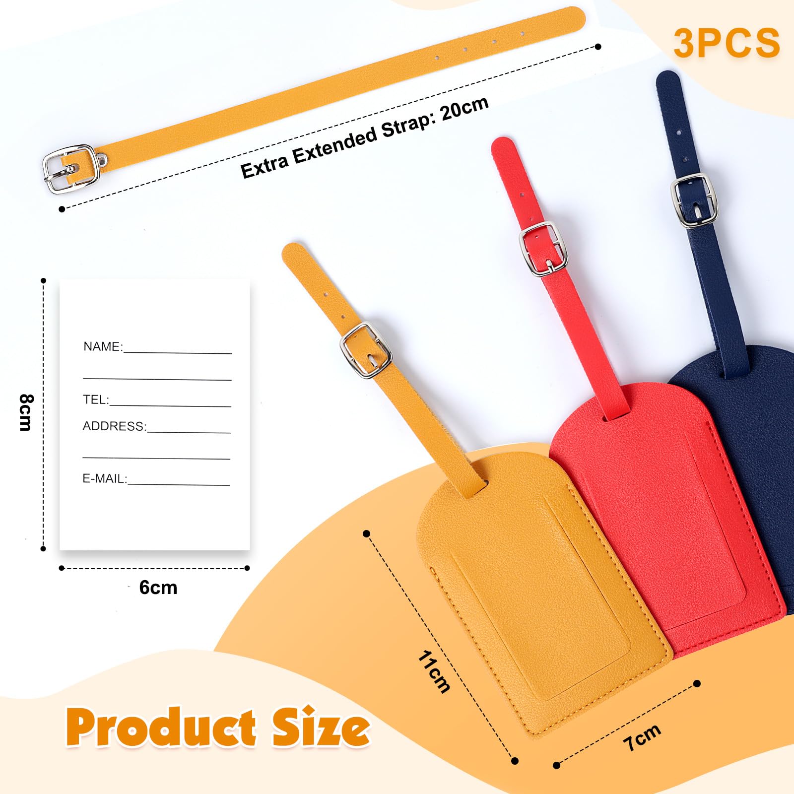 AiQInu 3 Pezzi Etichette per Valigie Aereo, Etichetta Valigia in PU, Targhetta Valigia con Nome e Indirizzo, Luggage Tag per Aereo Bagaglio Valigie Zaini