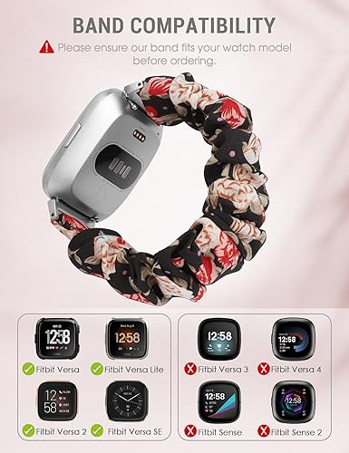 Miniatura 25 de TOYOUTHS - Bandas elásticas para Fitbit Versa/Versa 2/Versa Lite, edición especial para mujeres, niñas, elásticas, de tela, estampadas, de repuesto