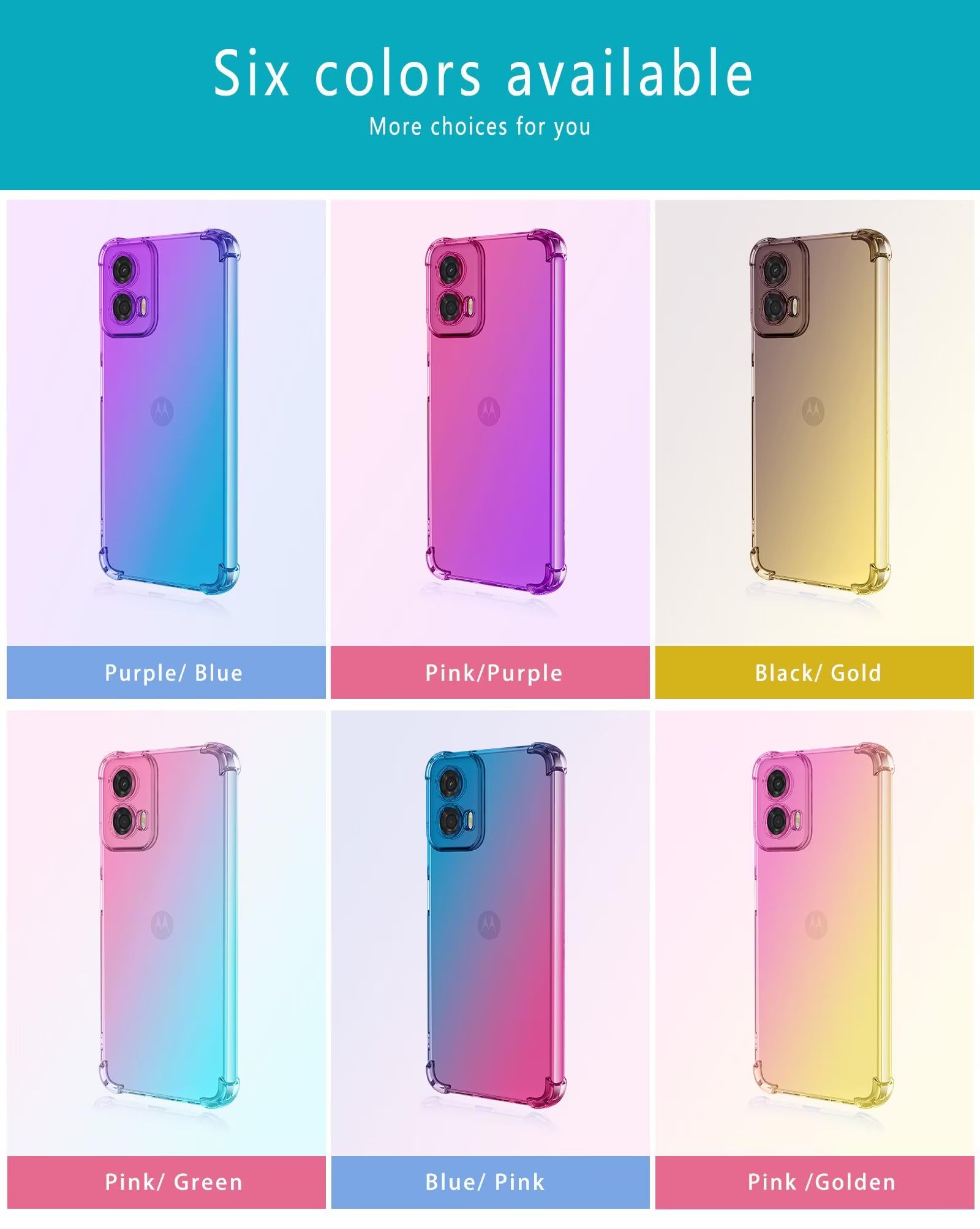 HONLEN Etui do Motorola Moto Edge 50 Fusion Case, przezroczyste etui z gradientem kolorystycznym TPU, silikonowe etui na telefon komórkowy, wzmocnienie z czterema narożnikami, czarno-złote