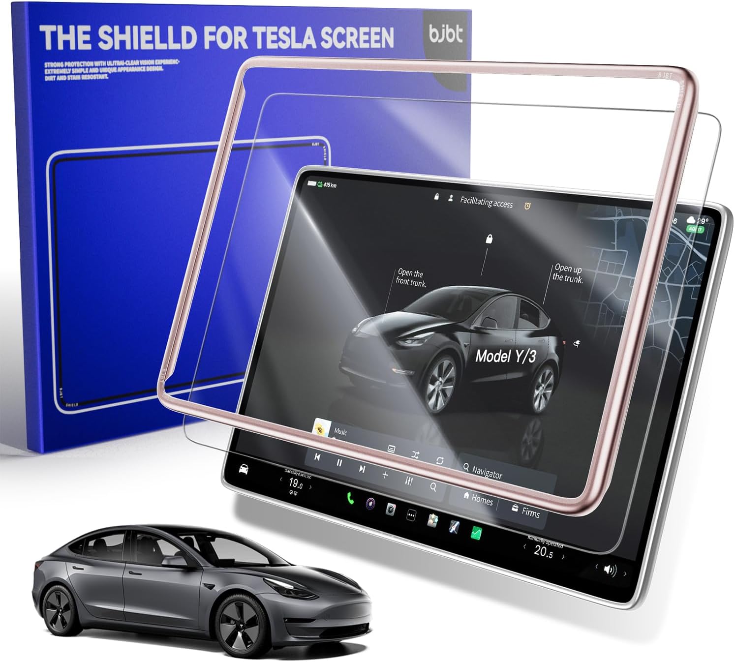 Tempered Glass Screen Protector for Tesla Model Y Juniper Accessories 2025/2026 & for Tesla Model 3 (2024/2025/2026) 15.4 Inch, Tempered Glass Case with Protective Frame, HD & 9H Anti-Scratch