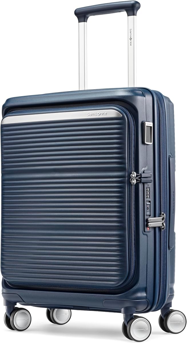 Paralux Global Carry-On Luggage - Innovative Design - Quick Access Front Pocket - Dual Suspension Wheel Technology - TSA Lock - Expandable - Includes Removable Packing Cubes - Midnight Navy