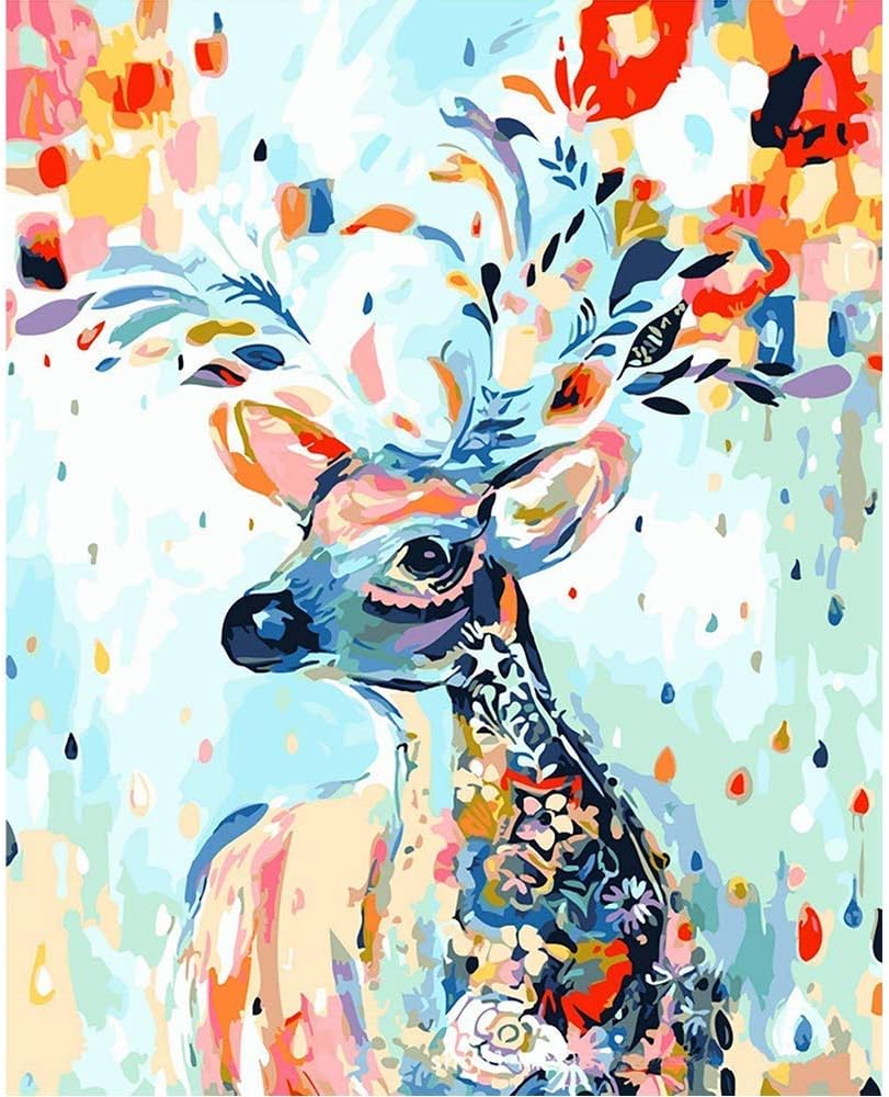 DIY Oil Paint by Numbers for Kids Ages 8-12 Adults Beginner Painting by Numbers for Art Elk 16X20 Inch (1620)