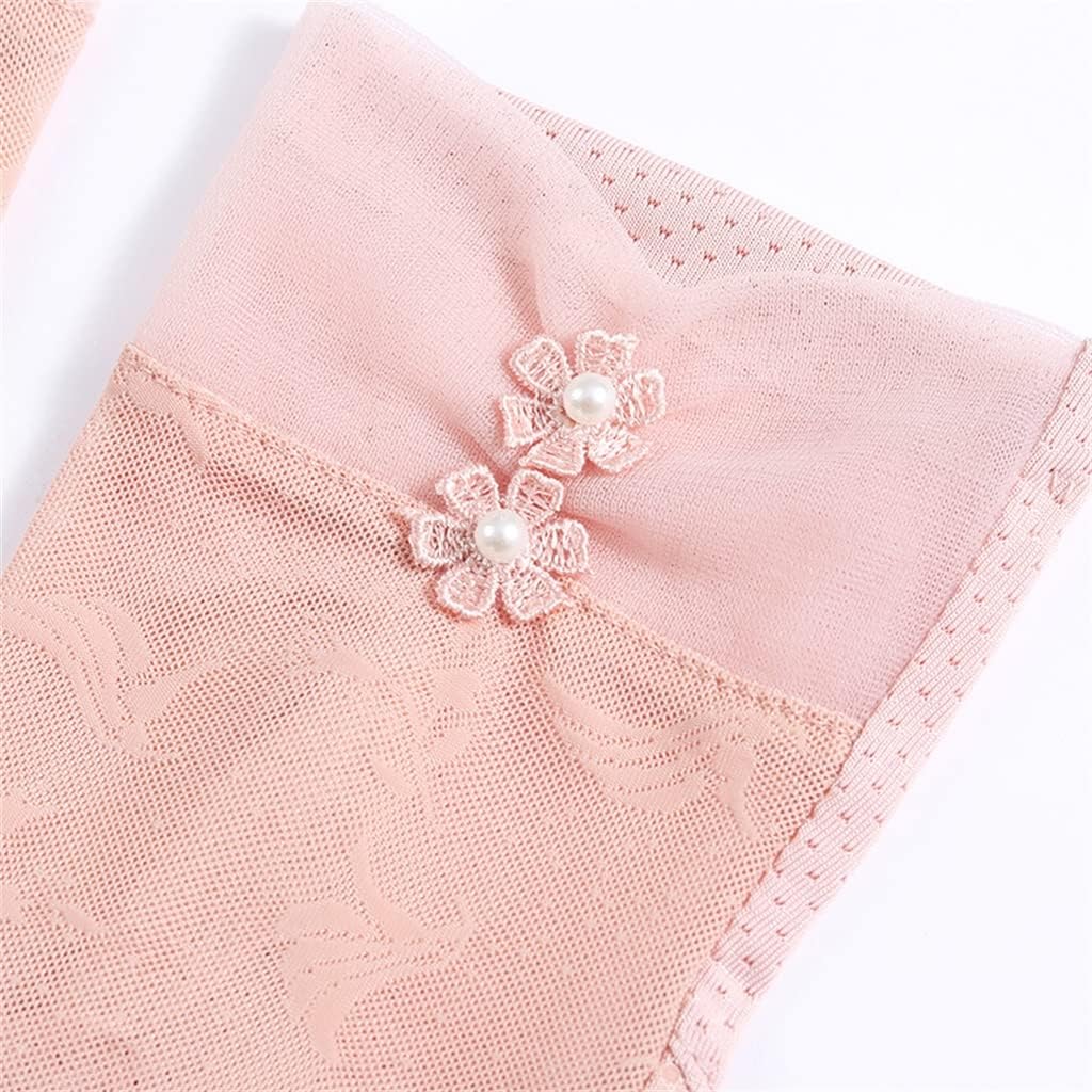 Ice Silk Spring and Autumn Thin Section Driving Ladies Lace Full Finger Touch Screen Gloves