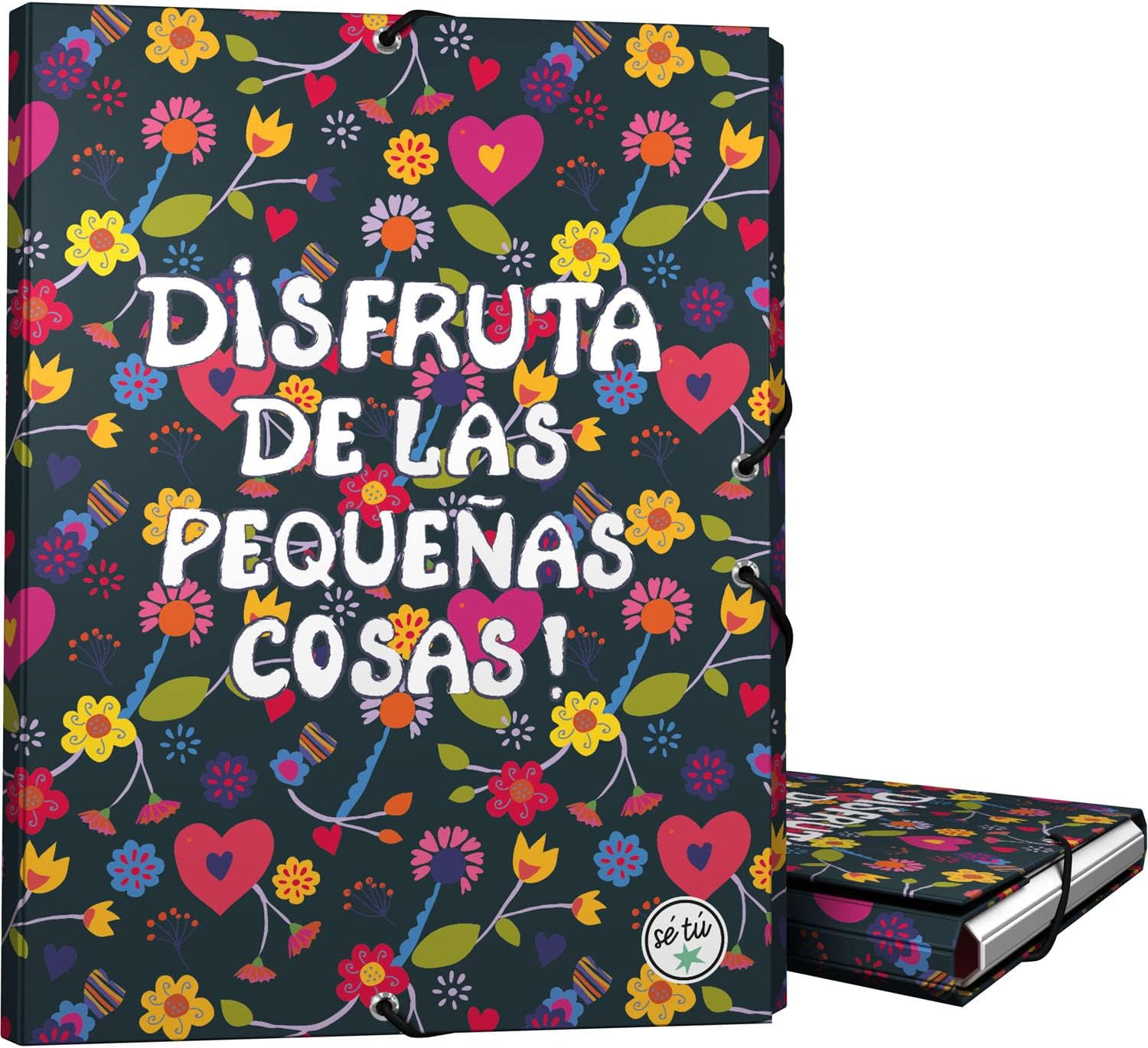 Grafoplás 82402662. 3 Flap Binder, Lined Cardboard, Hardcover, Folio Size, Stickers Collection, Enjoy, FSC Certificate