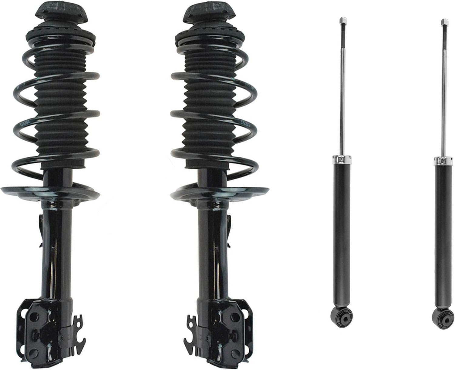 DTA 4pc Complete Strut Assemblies with Coil Springs and Rear Shocks Compatible with 2007-2014 Toyota Yaris (All Models) - Front Rear Suspension Kit