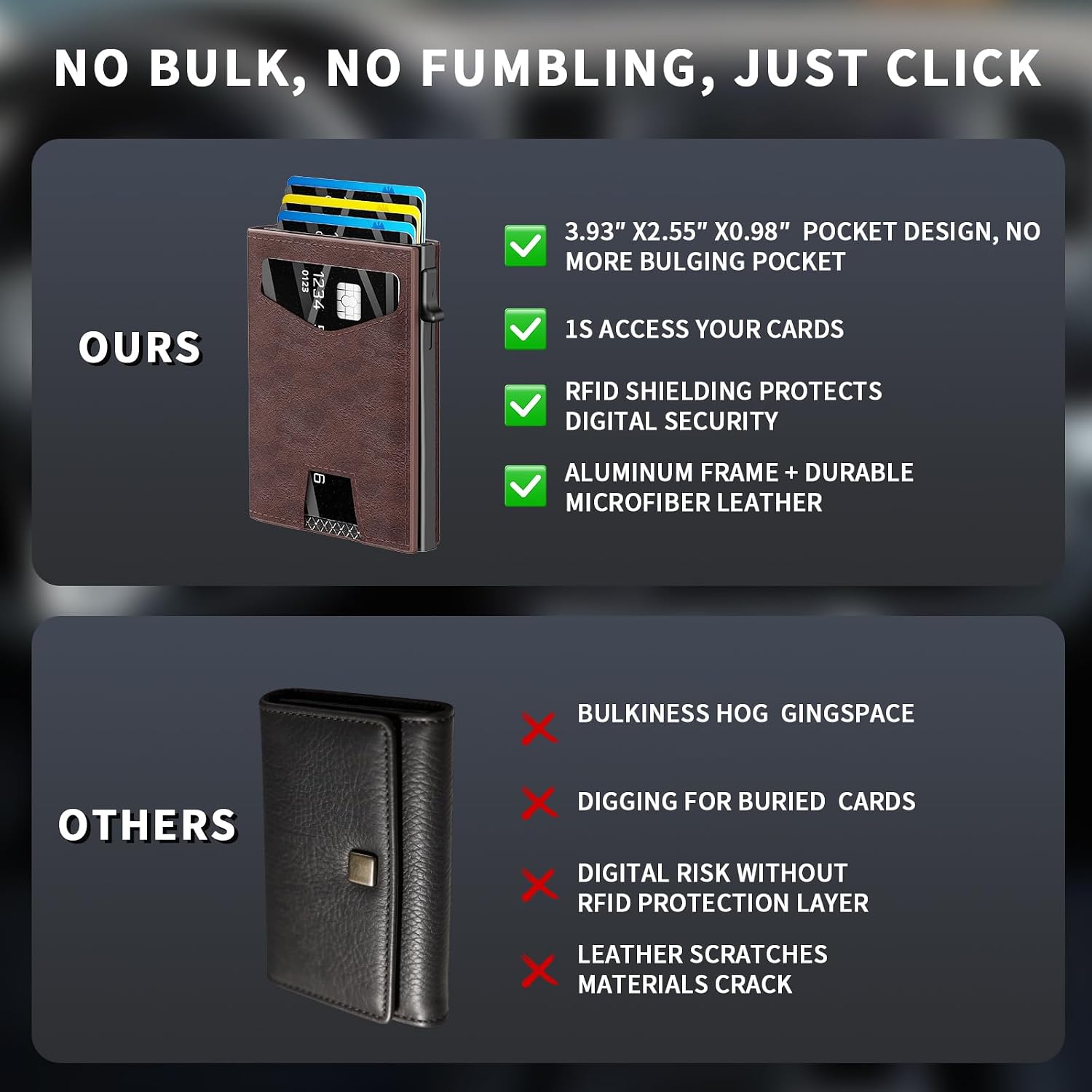 Men’s Wallet with RFID Blocking | Tri-Fold Front Pocket Design | 12 Card Slots, 2 ID Windows & Cash Slot | Aluminum Card Ejector | Durable & Lightweight Men’s Accessories (Coffee) image 5