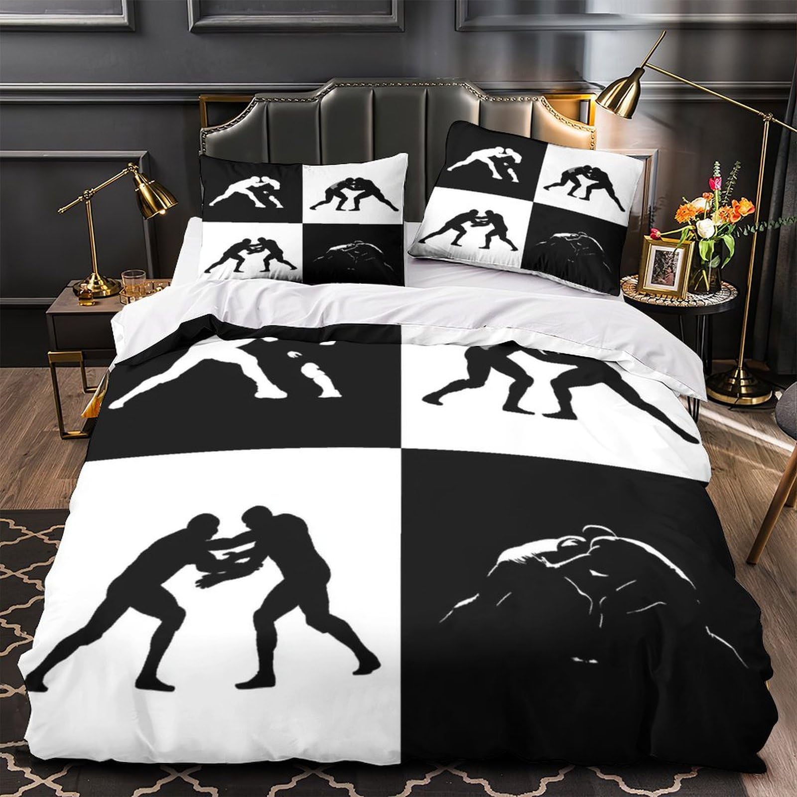 Housse de couette lutte 3D finie la corvée de repassage avec ce drap en microfibre 260x220