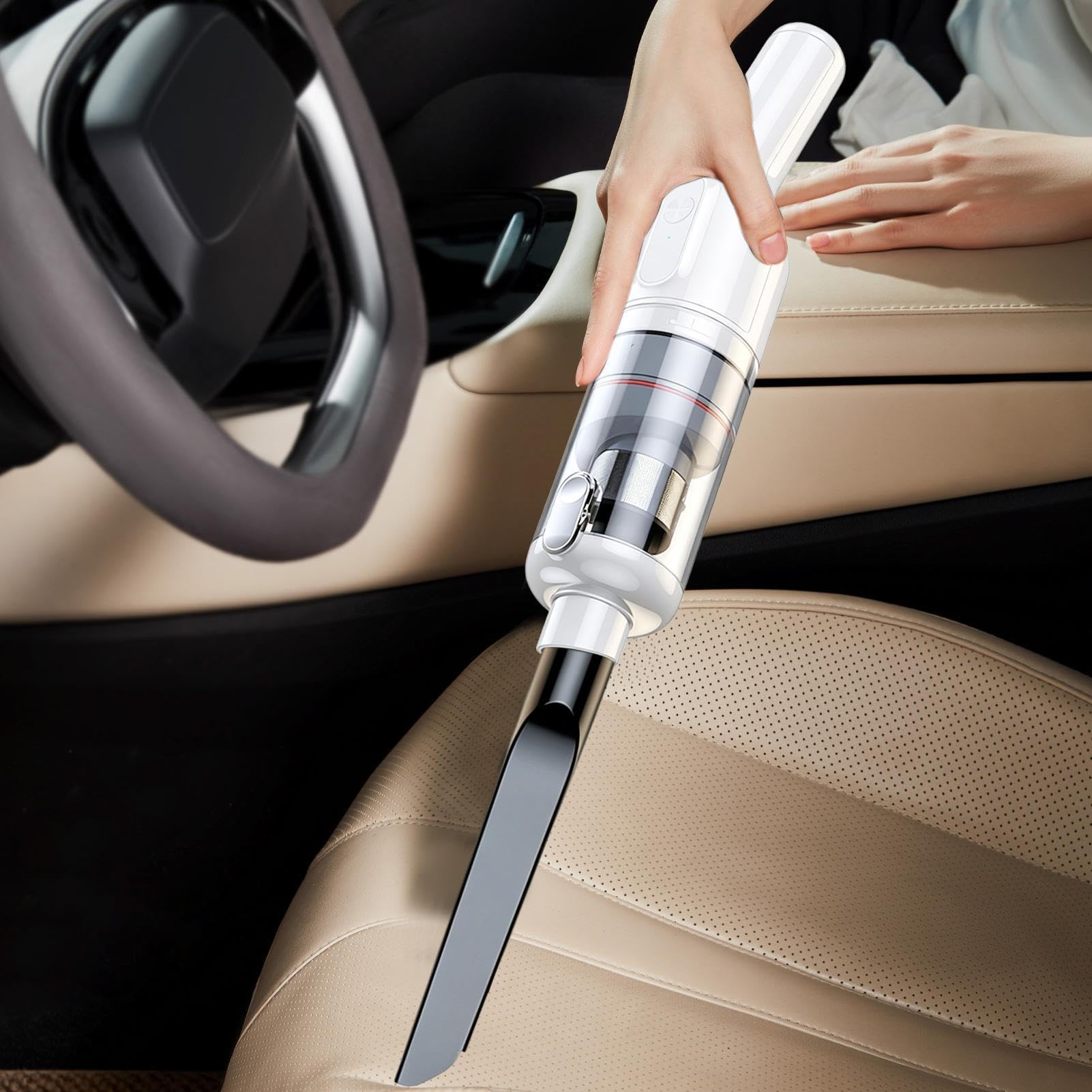 Aspiradora Coche Portátil Inalámbrica potente succión 2000 Pa y 2 modos | Aspiradora Mano Para Coche Para Hogar Oficina Salón Muebles Asientos De Auto Sofás Alfombras Escaleras