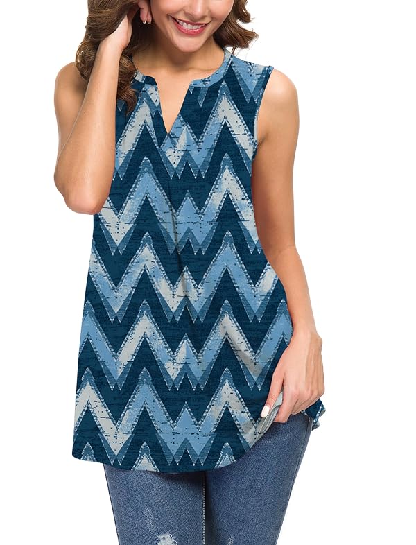 Neineiwu Womens Summer Tank Top Causal V Neck Sleeveless Loose Pleated Vest by Neineiwu - Used condition - Image 2