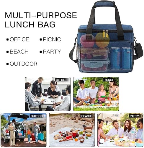 Miniatura 4 de Lonchera reutilizable para mujeres y hombres, lonchera reutilizable para oficina, trabajo, picnic, playa, a prueba de fugas, congelable, con correa