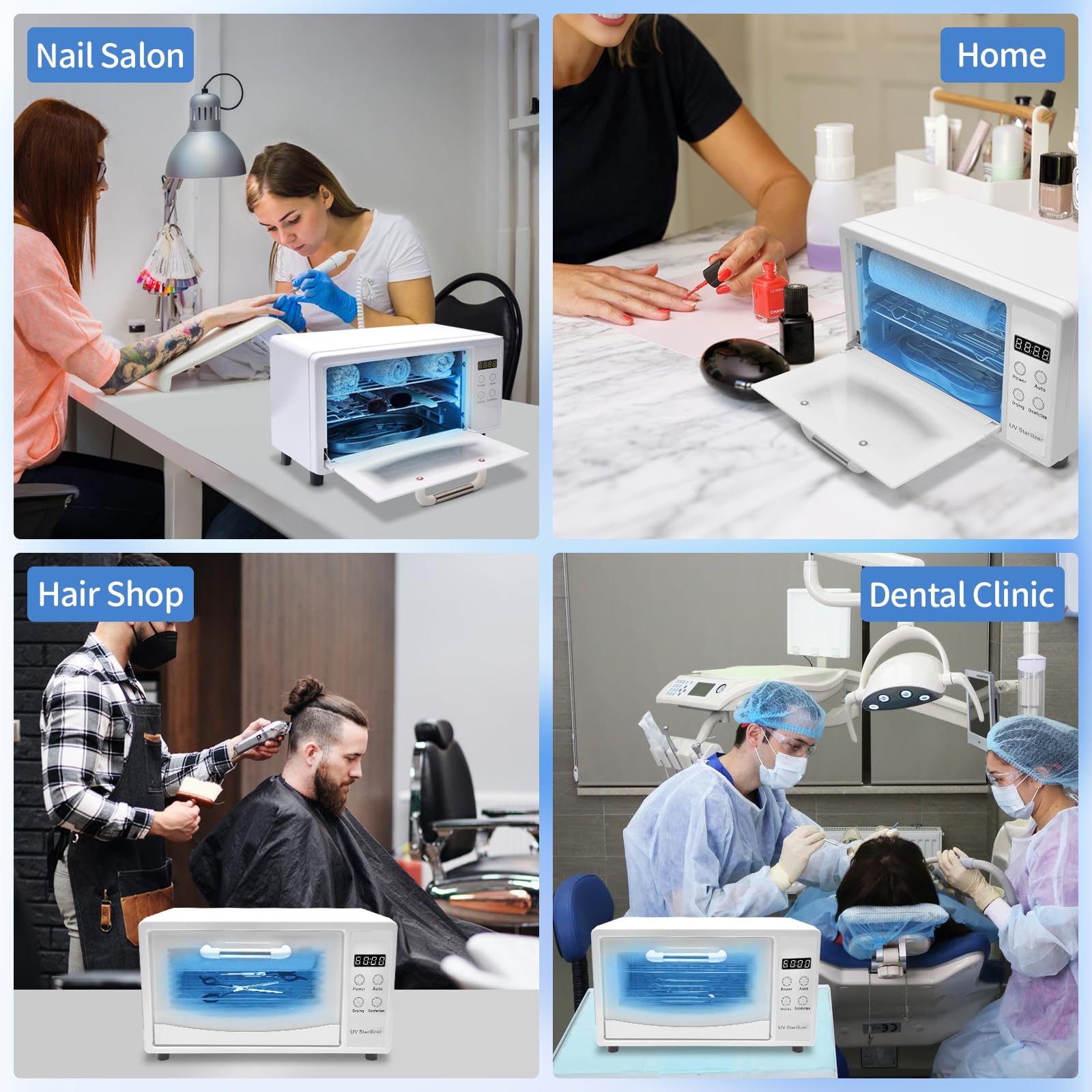 CGBE Profesional 10L Esterilizador Manicura: Alta Eficiencia Autoclave Esterilizador con Secado - 75°C Aire Caliente Termostático - Esterilizador UV para Manicura Peluquería Estética - Blanco