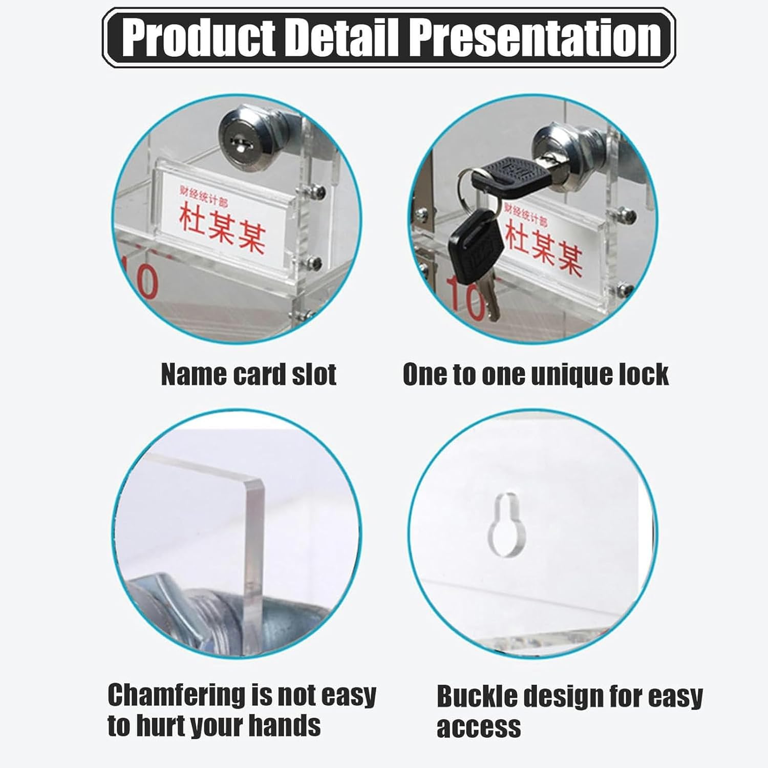 Phone Storage Cabinet, Acrylic Cell Phone Locker Box with Door Locks and Keys, Wall-Mounted Clear Safe Cell Phones Storage Cabinet Pocket Locker