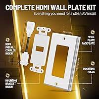 Vista 8 de TNP - Placa de pared HDMI – 1 puerto HDMI enchufe panel de montaje decorativo placa frontal con 4K UHD ARC/eARC Ethernet Pass-Thru soporte