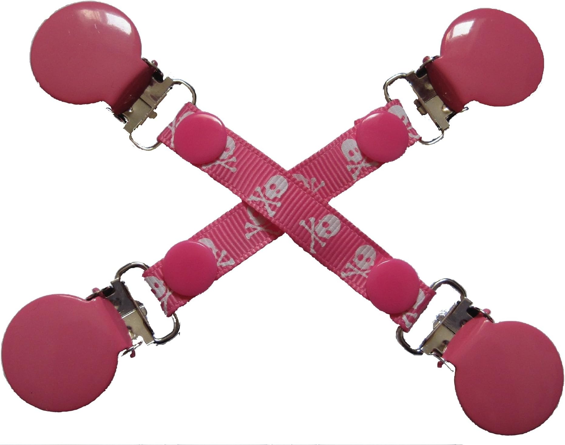 CuteToots Mitten clips / Glove clips for kids and adults! -Hot pink skulls