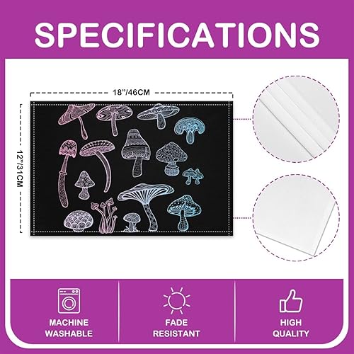 Miniatura 4 de Juego de 4 manteles individuales bohemios de 12 x 18 pulgadas para mesa de cocina, estampado botánico de color azul y morado degradado para