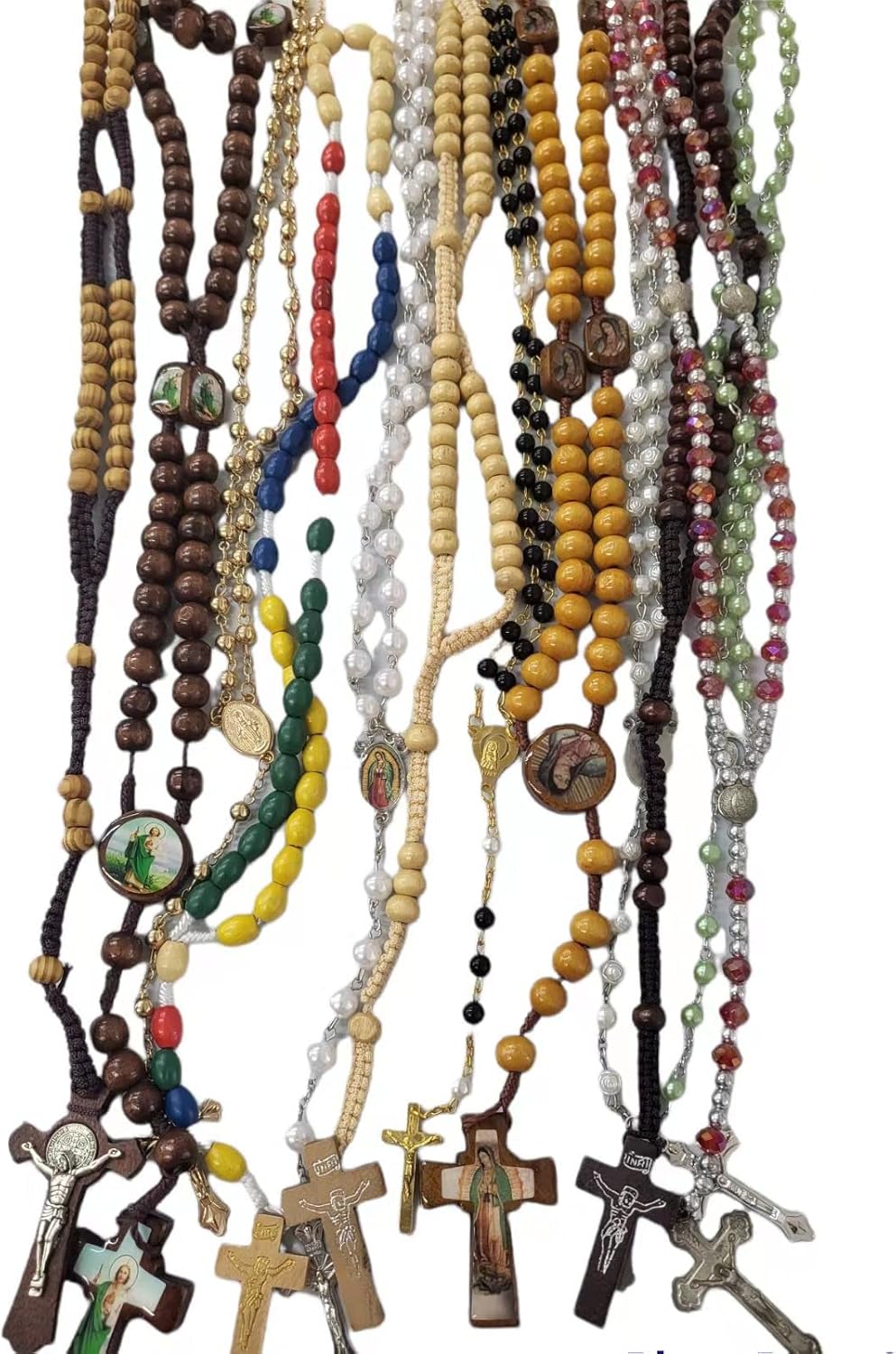 CLGIFT 30pcs mix lot full long rosary necklace Religious catholic Crucifix cross wholesale lot