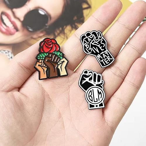 Miniatura 3 de Black Lives Matter - Juego de pines esmaltados con puño levantado, broche BLM, alfileres de solapa para mochilas, chaquetas, sombreros, joyas,