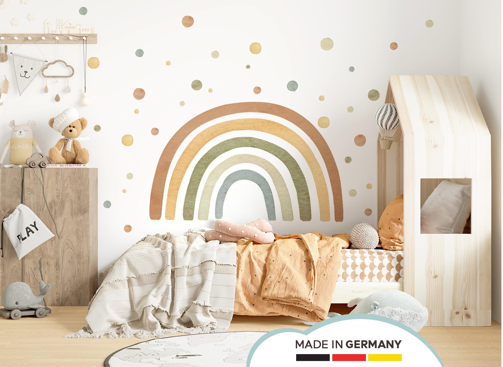 Little Deco Wandtattoo Regenbogen mit Punkten grün gelb blau DL5004 XL
