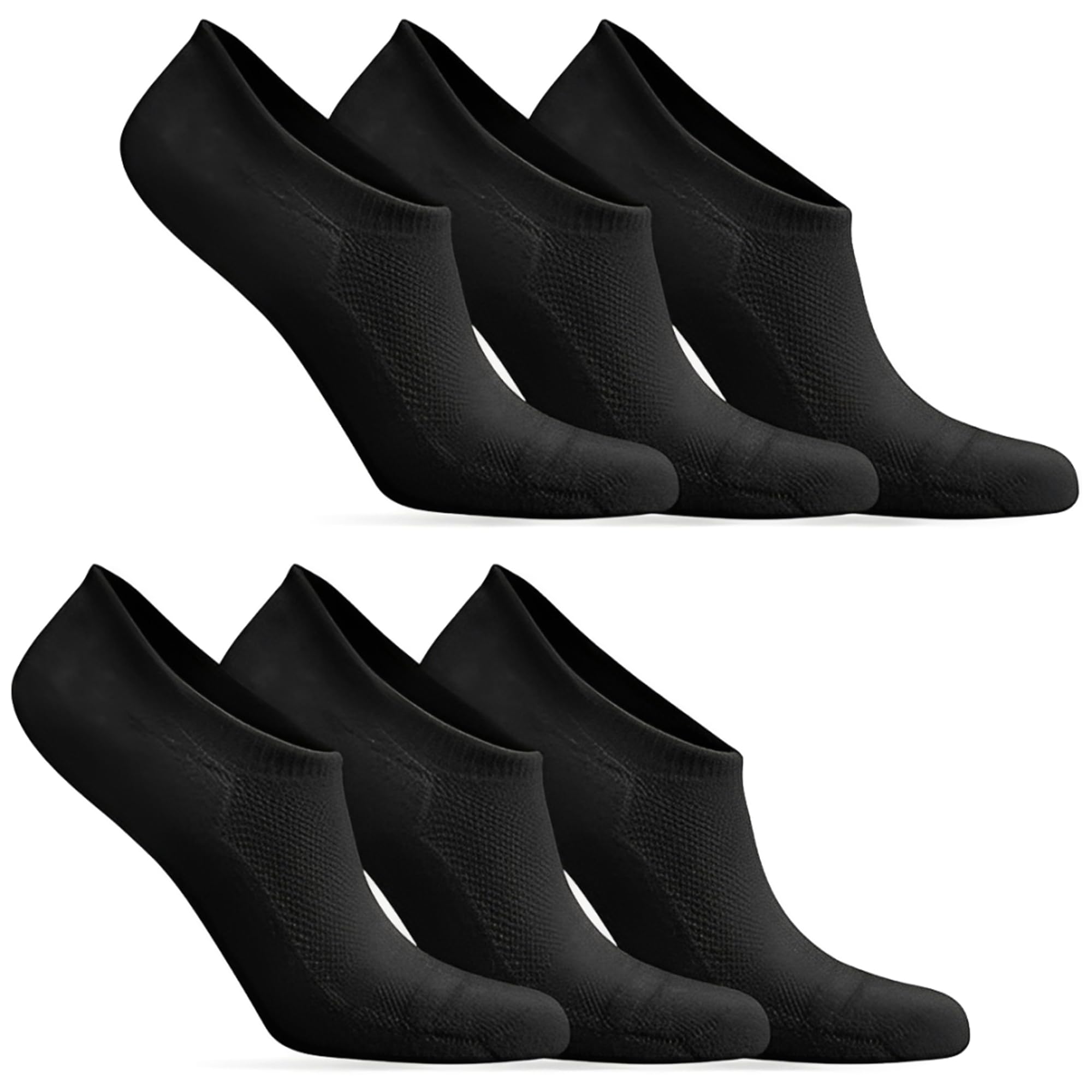 Hifen Women's Black Hifen® Bamboo No Show Trainer Socks For 6 Pairs Invisible Low Cut Ankle Socks With Non-Slip Heel Grip, Thin Breathable Summer Liner For Sneakers & Loafers