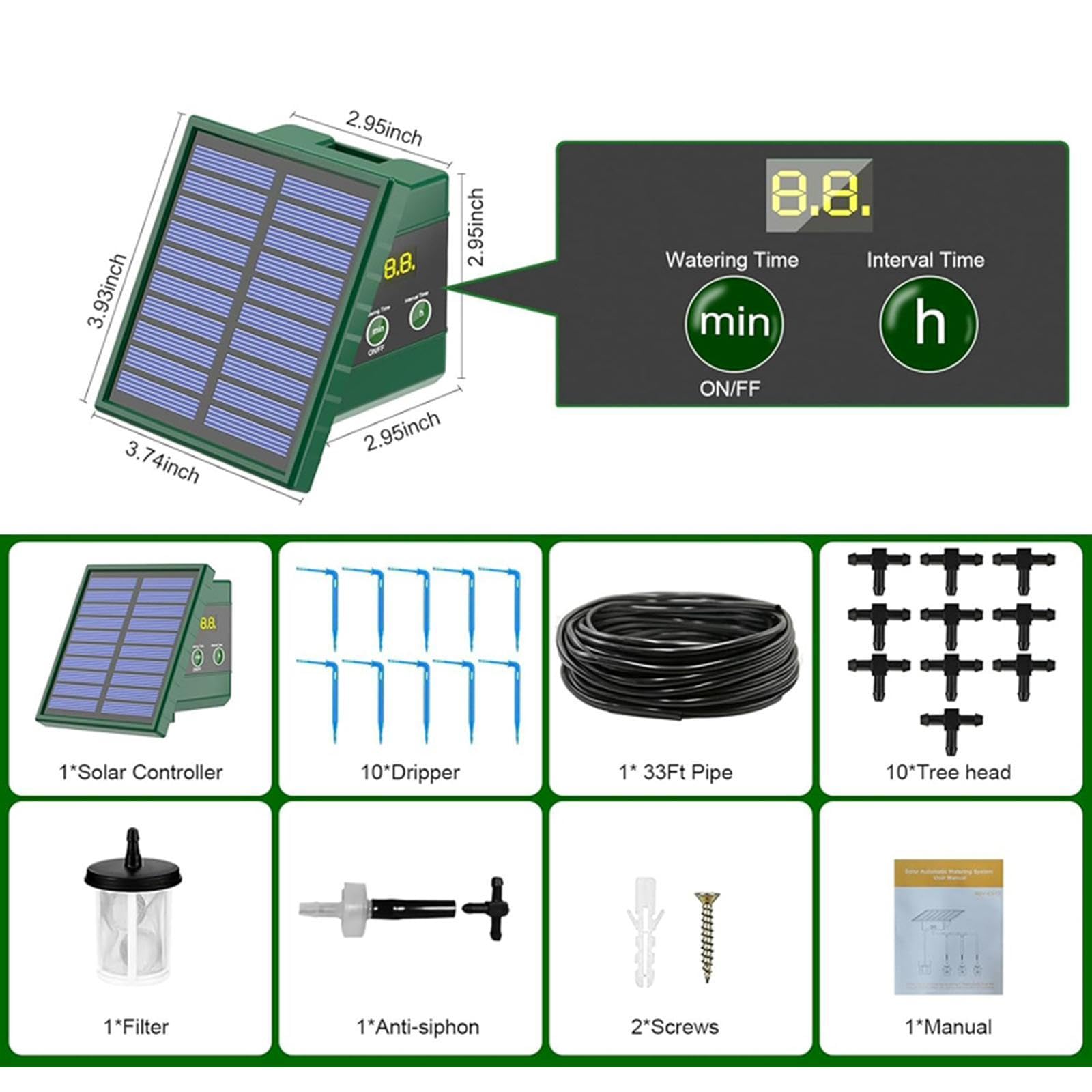 Kit del de Riego de Goteo Solar con Hardware de Tornillo Anti -sifoning del Temporizador con