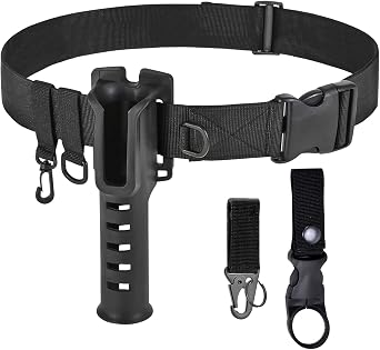 Fishing Wading Belt with Rod Holder Adjustable Wader Waist Belt | Fishing Rod Holster Quick Release Belt Keeper Bottle Buckle for Fly Surf Kayak Casting Spinning Pole Tool Tackle Gear