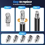 Stylus pens for Touch Screens [5 Pack Long Pen Body] Fiber mesh Tips High Sensitivity & Fine Point Capacitive Pen Compatible for ipad iPhone Android Tablet Laptop Microsoft Surface Chromebook