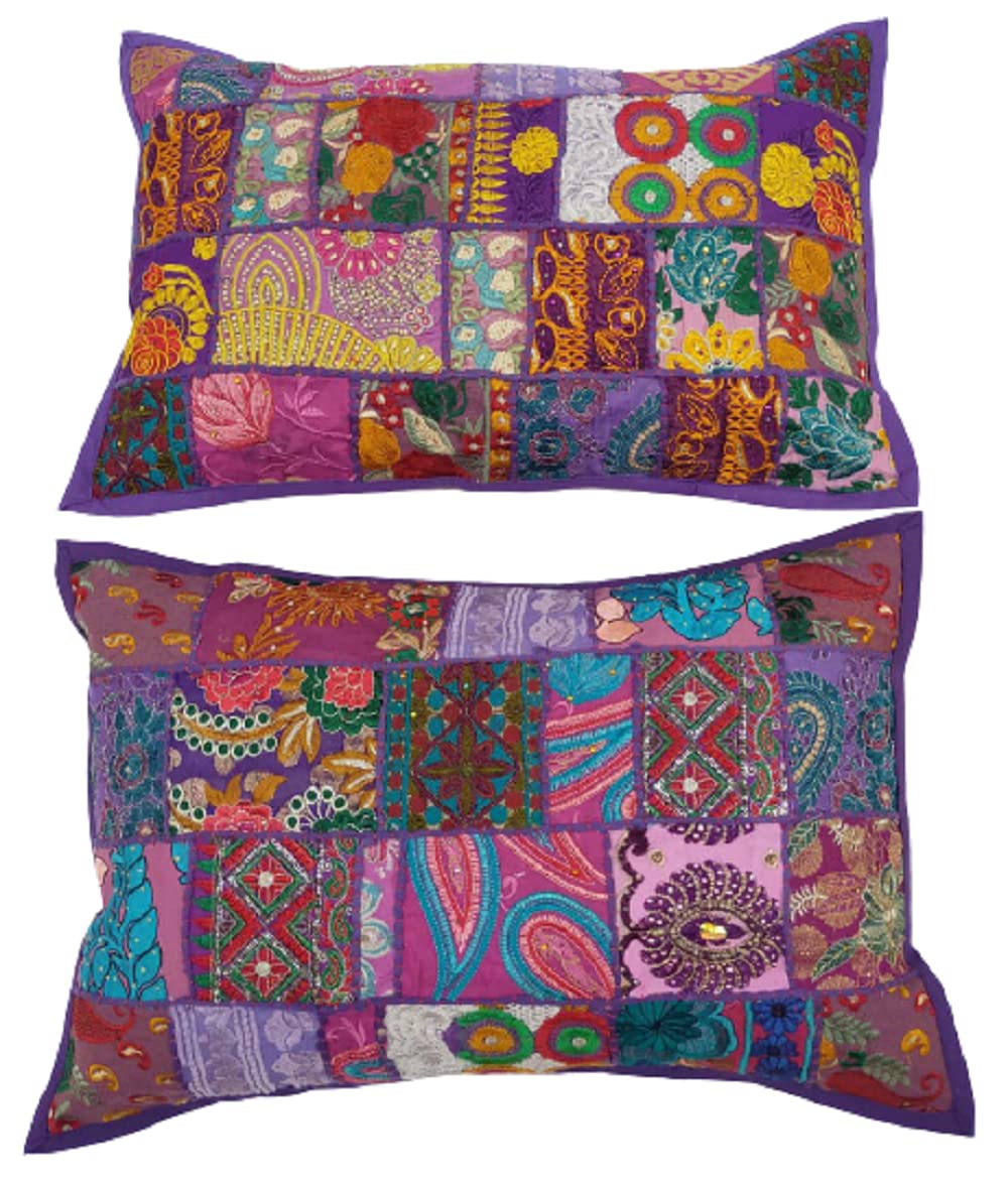 Craft Gallery Pillow Case Cushion Covers for Sofa Living Room Set of Two (16x24 inch Violet Color)