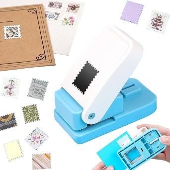 Stamp Puncher 1 x 0.8 Inch Rectangle Postage Stamp Punch Craft Lever Paper Punch for Scrapbooking Journaling Card Making Craft Cutter Hole Puncher