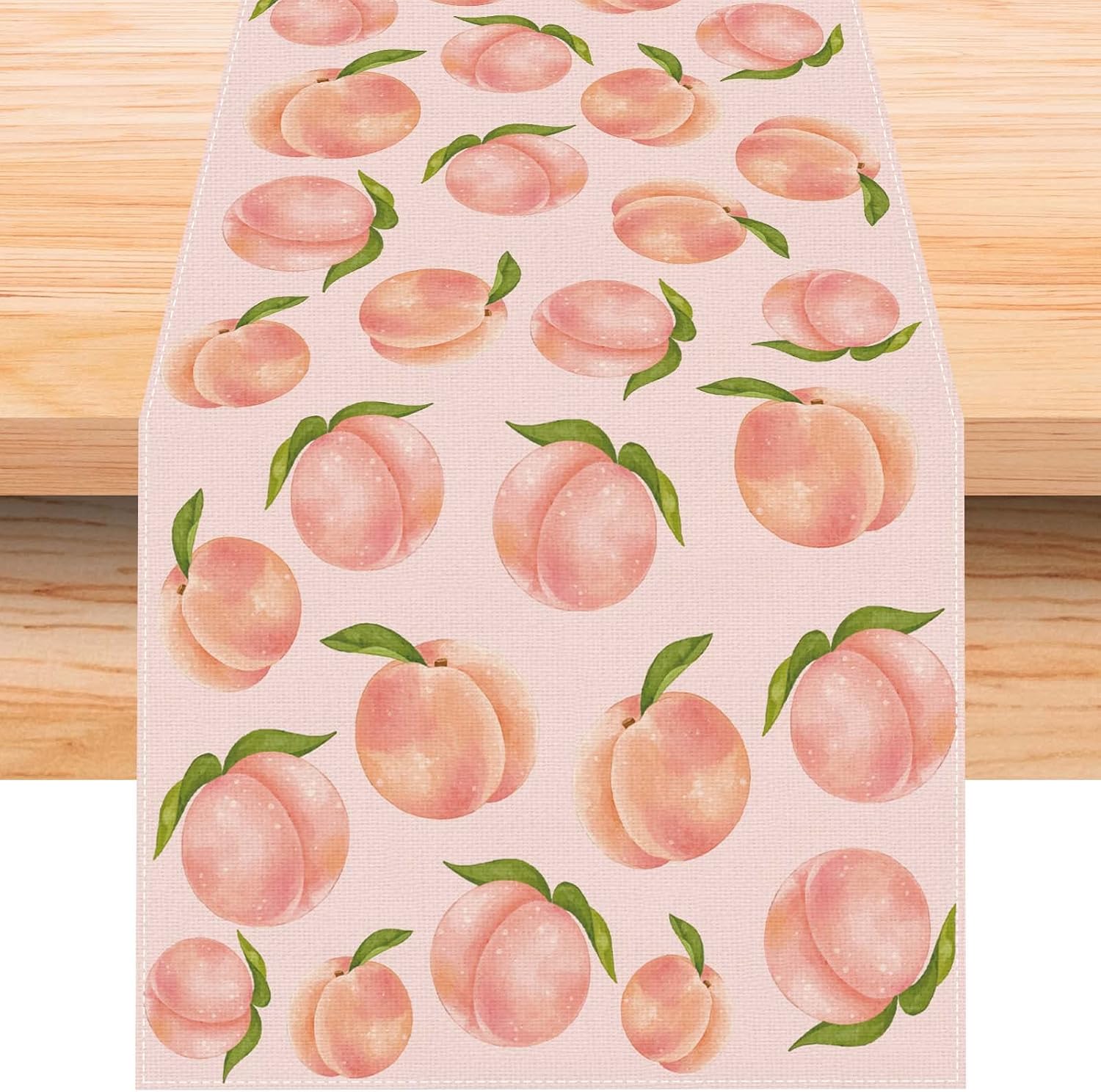 Linen Pastel Pink Watercolor Peach Table Runner 108 Inches