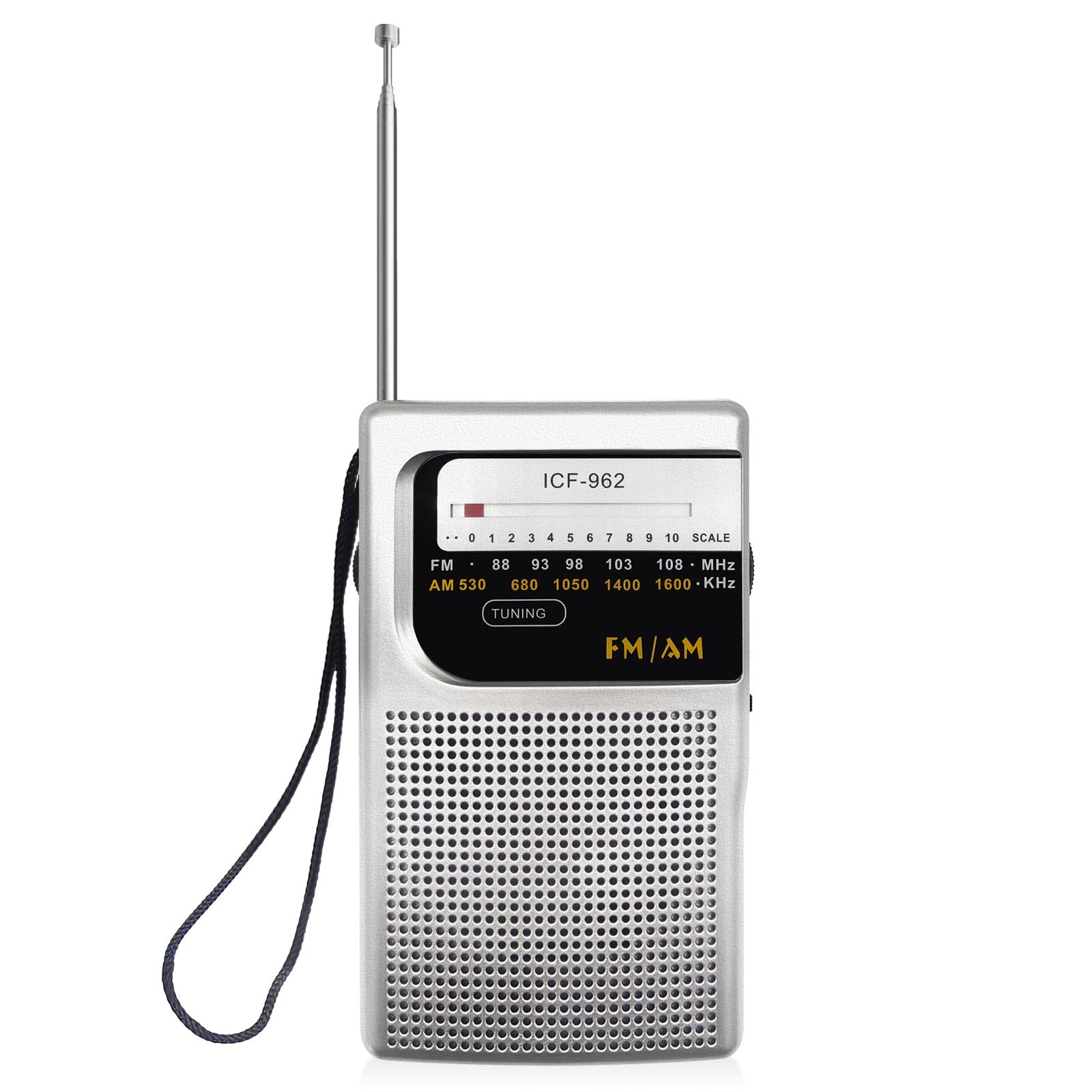 Am FM Portable Radio, Small Bluetooth with Analog Adjustment of Headphones, Transistor Pocket Radio with Bracelet, Excellent Reception for Running/Walking/Traveling (Silver)