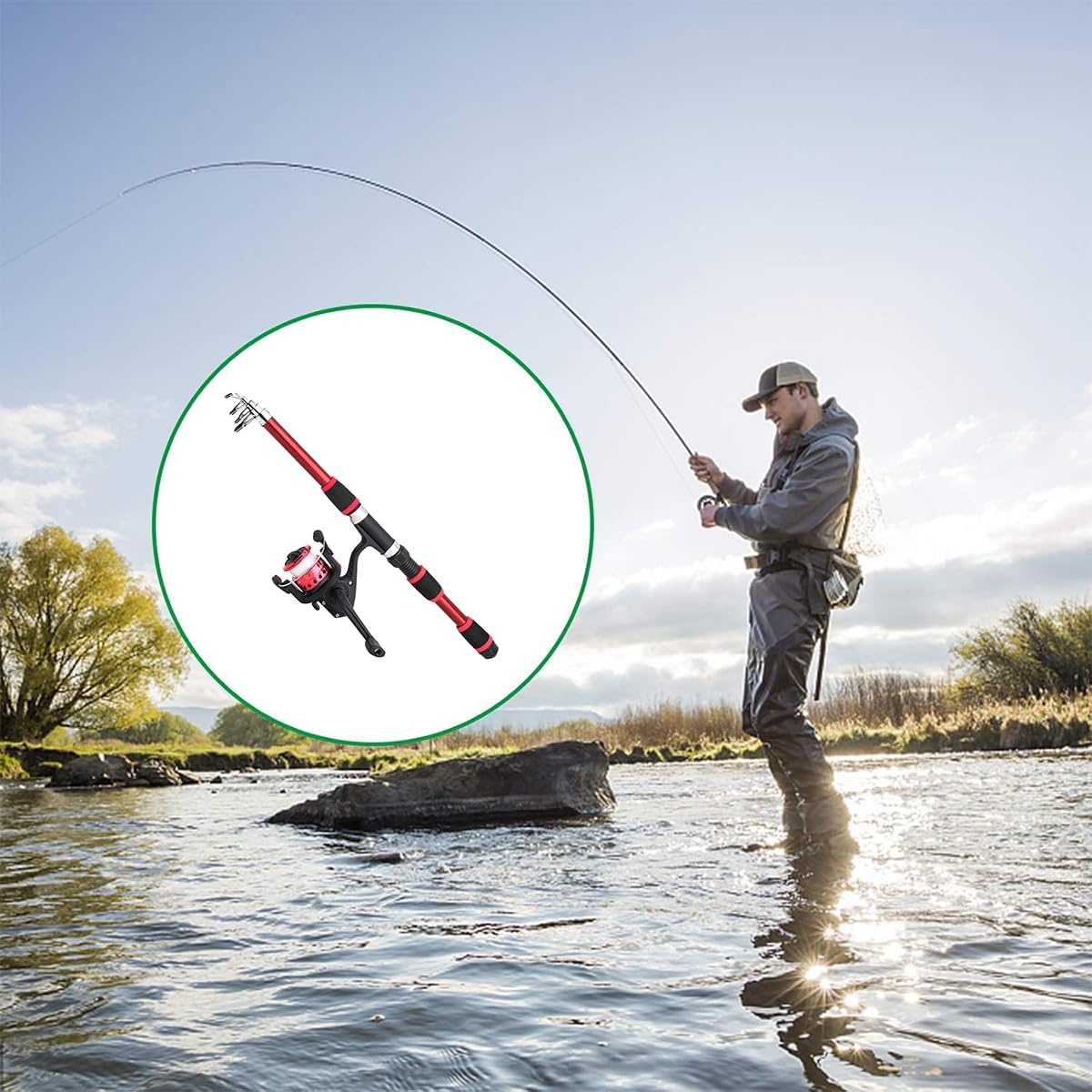 Ultra-Compact Telescopic Fishing Rod Set, 70.9 Inch Lightweight Travel Angling Kit with Reel and Accessories, Ideal for Freshwater and Saltwater