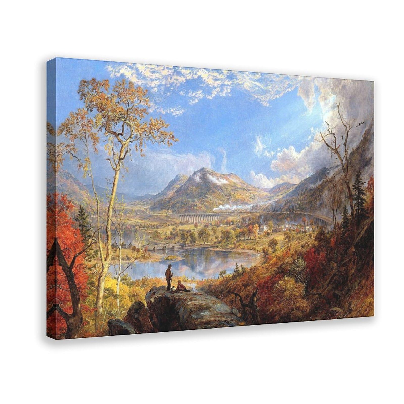 WCYB Starrucca Viaduct, Pennsylvania by Jasper Francis Cropsey Prints Posters Canvas Deco Paintings Wall Art For Office Hangable Frame 16" L X 24" W