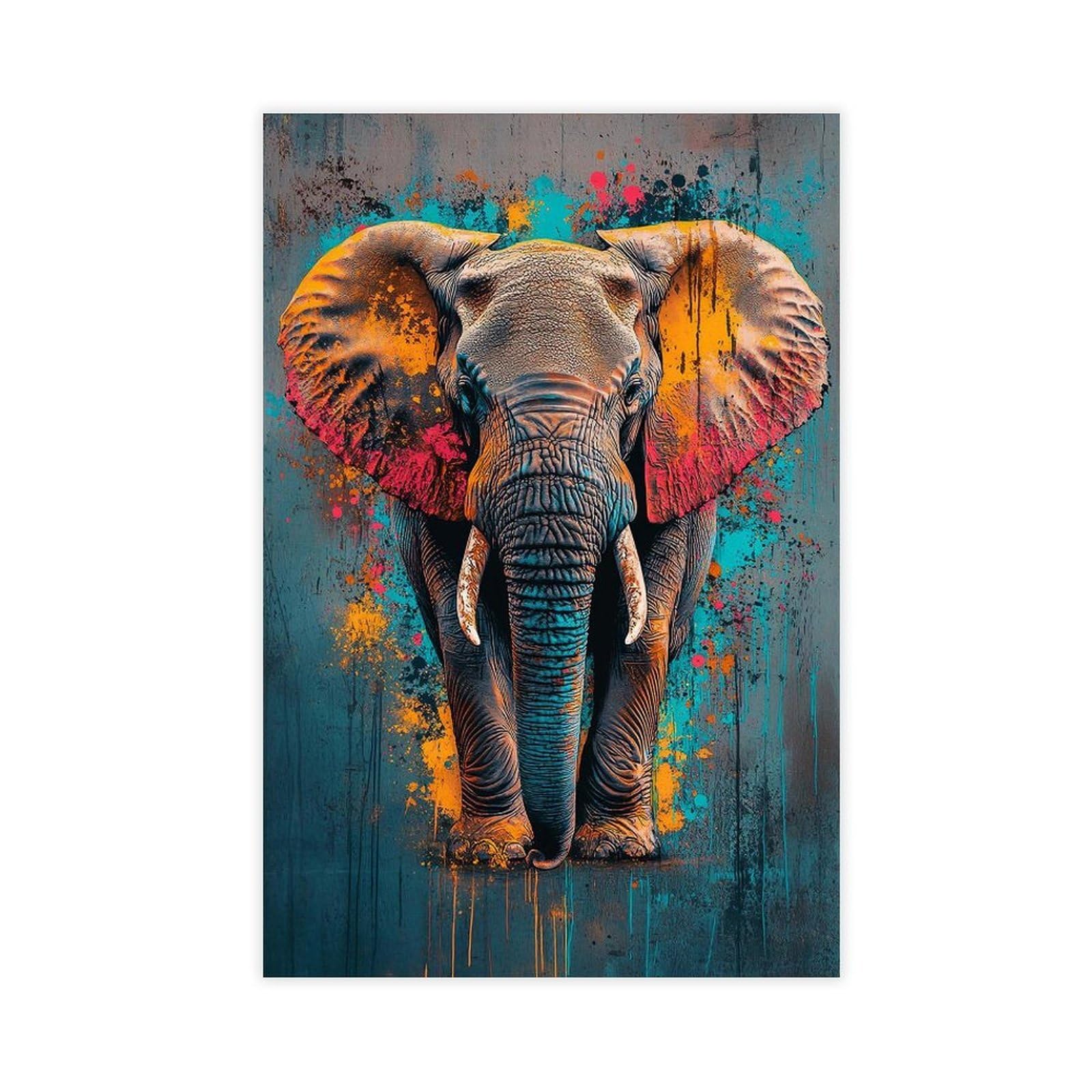 Bareronor Graffiti Elephant Canvas Poster Bedroom Decor Landscape Office Room Decor Gift 20" L X 30" W