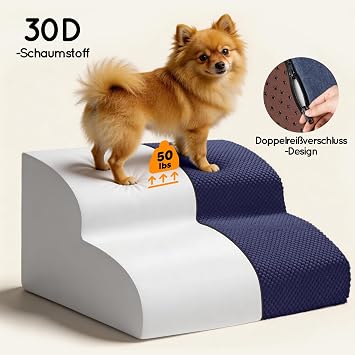 Dog Stairs for Small Dogs 2 Steps Dog Stairs with Removable Washable Cover Non-Slip Stairs for Dogs Cat Stairs for Sofa and Bed Blue
