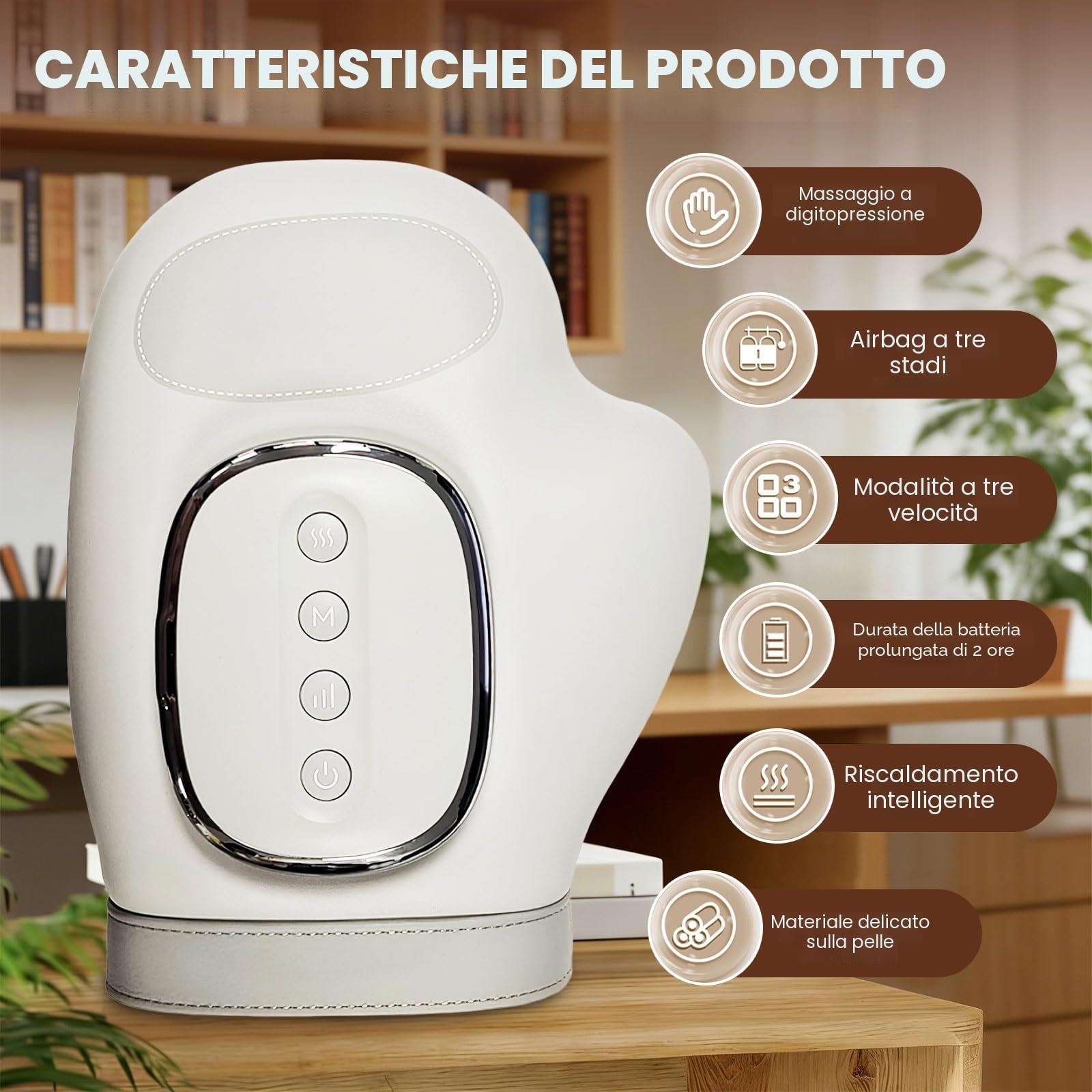 Massaggiatore manuale con compressione e riscaldamento, massaggiatore a mano senza fili USB, 3 modalità massaggiante, massaggiatore a mano, per alleviare artrite, malattie delle mani, regali per