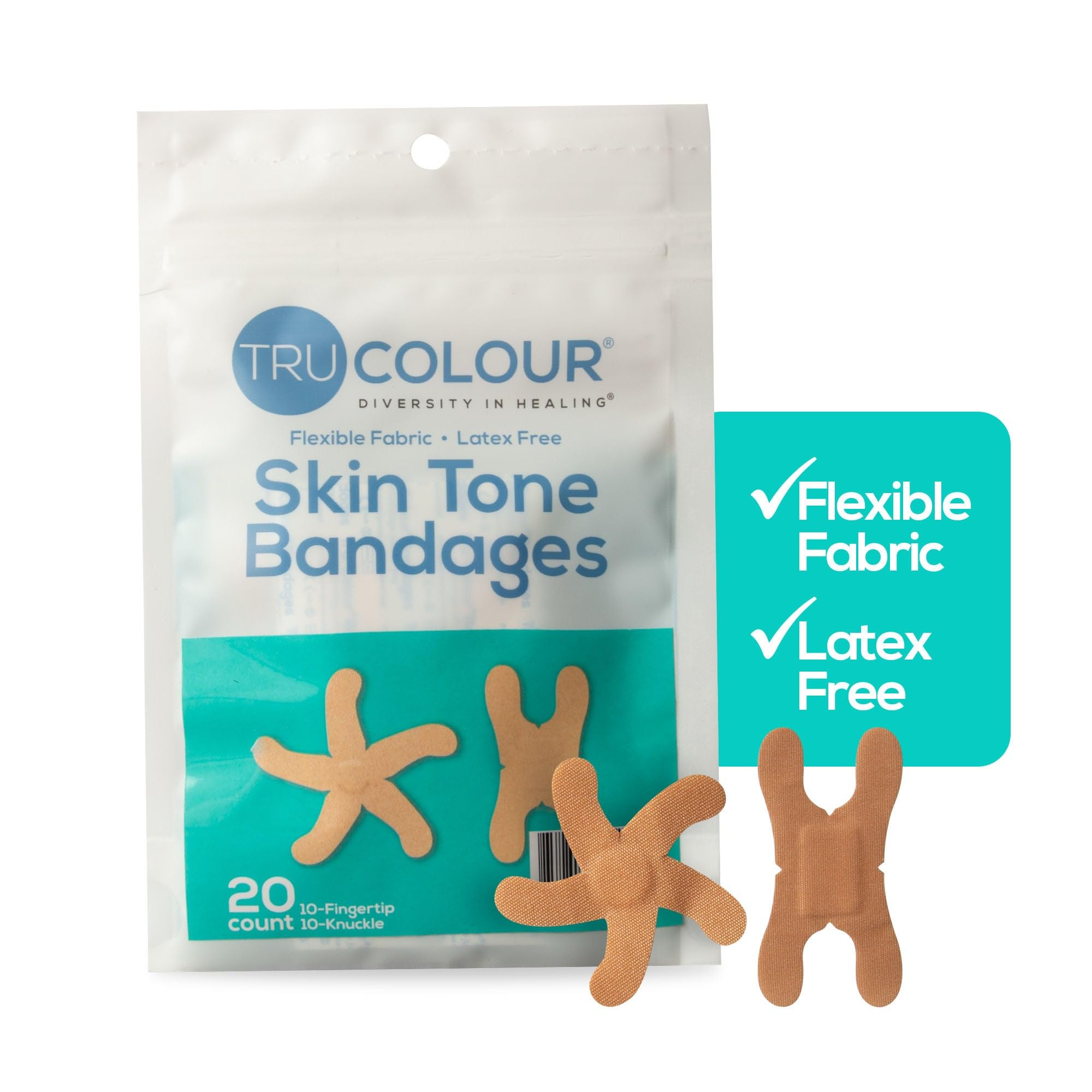 hautton fingertip & knöchel bandagen: beige einzel tasche (20-count, aqua-tasche)