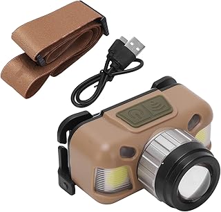 Creahappy Lanterna de cabeça recarregável portátil super brilhante tipo C mini lâmpada de cabeça IPX4 à prova d'água luz de mineiro leve lanterna de cabeça para acampamento ao ar livre