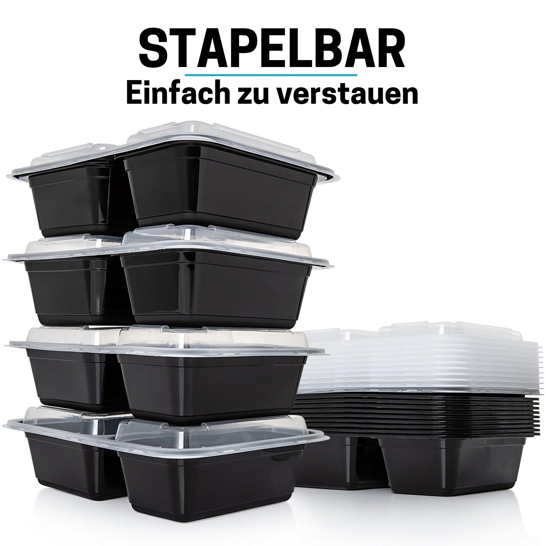 Igluu Meal Prep Boxen mit Deckel (10er-Pack) - wiederverwendbar, mikrowellen-, gefrier-, spülmaschinengeeignet, stapelbar - 887ml Fassungsvermögen - 2 großes Fach - aus BPA-freiem Kunststoff