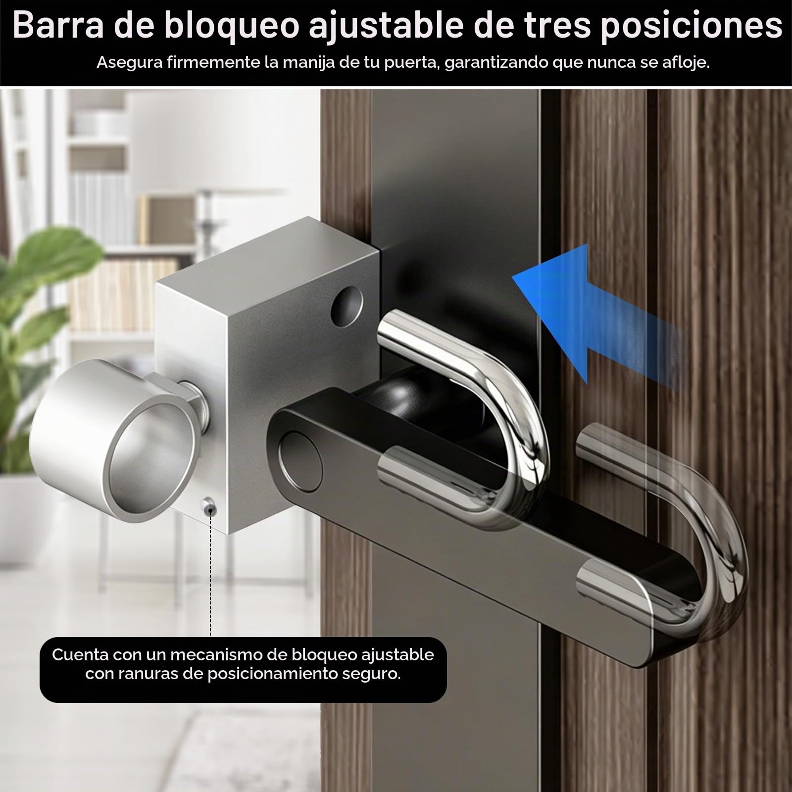 Barra de Seguridad para Puertas, Bloqueo de Seguridad Ajustable de Acero sin Taladro Tope de Puerta Portátil y Cierre Auxiliar de Alta Resistencia Barra Antirrobo para Puerta De Entrada Hogar y Hotel